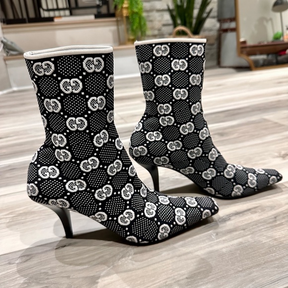 Gucci GG 75mm Knit Ankle Boots Size 7 - Picture 8 of 13